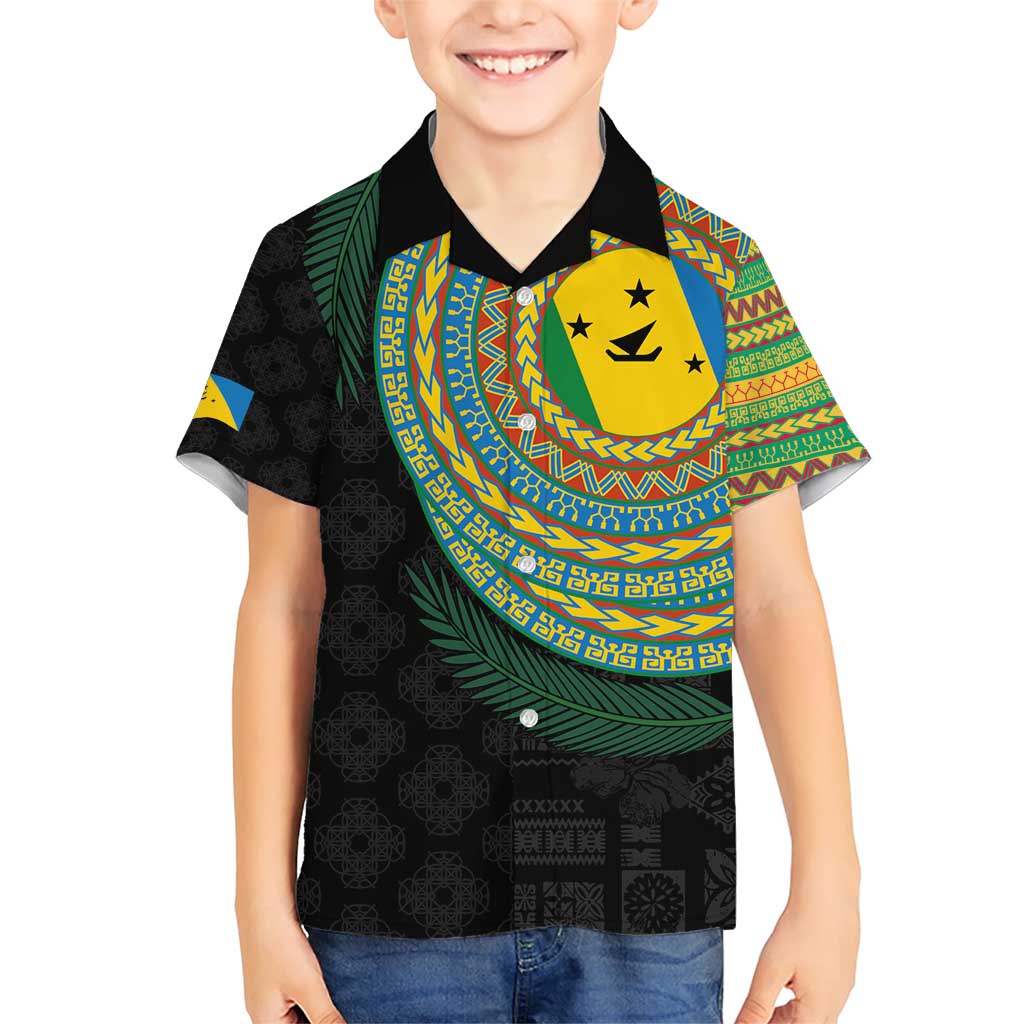 Malampa Tribal Tattoo with Namele Leaves Family Matching Short Sleeve Bodycon Dress and Hawaiian Shirt LT03 Son's Shirt Black - Polynesian Pride