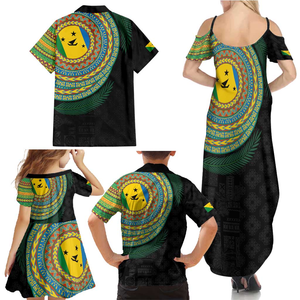 Malampa Tribal Tattoo with Namele Leaves Family Matching Summer Maxi Dress and Hawaiian Shirt LT03 - Polynesian Pride
