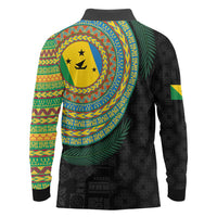 Malampa Tribal Tattoo with Namele Leaves Long Sleeve Polo Shirt LT03 - Polynesian Pride