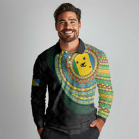 Malampa Tribal Tattoo with Namele Leaves Long Sleeve Polo Shirt LT03 - Polynesian Pride