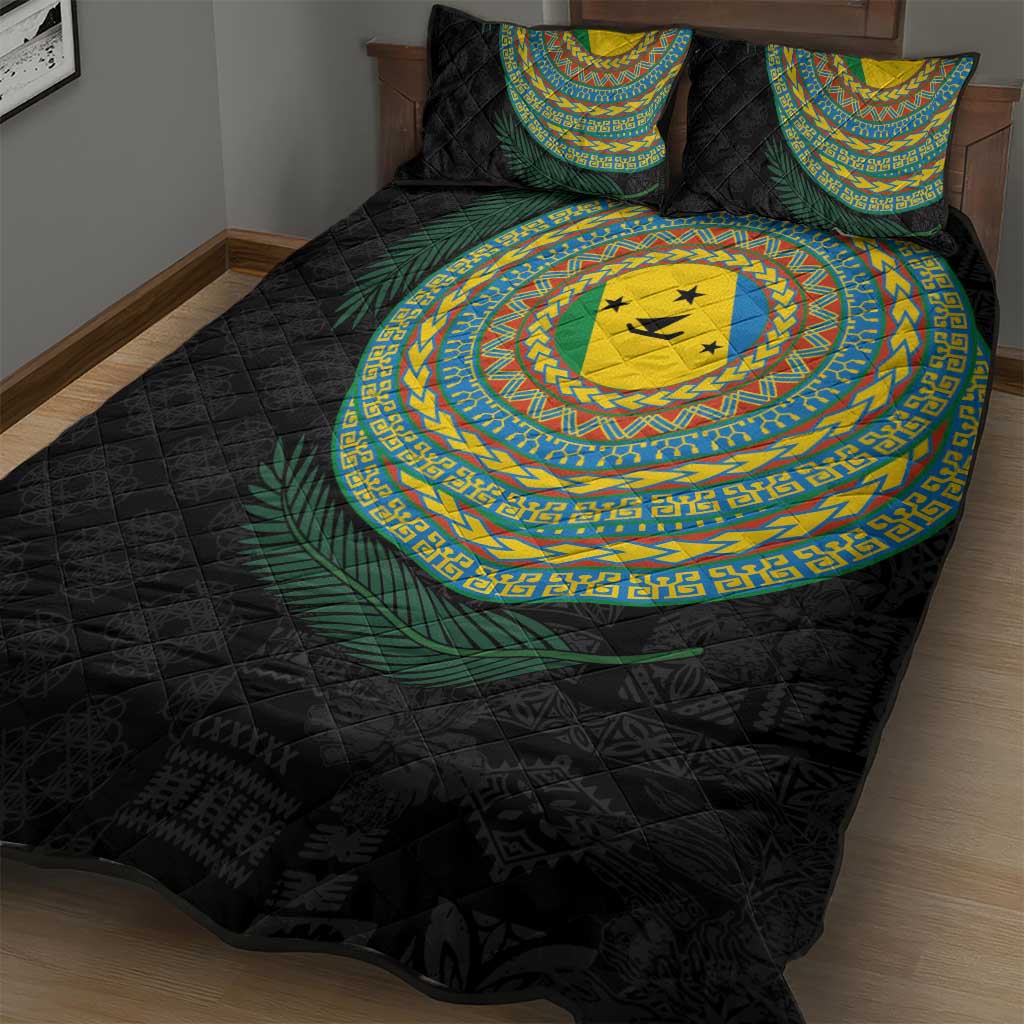 Malampa Tribal Tattoo with Namele Leaves Quilt Bed Set