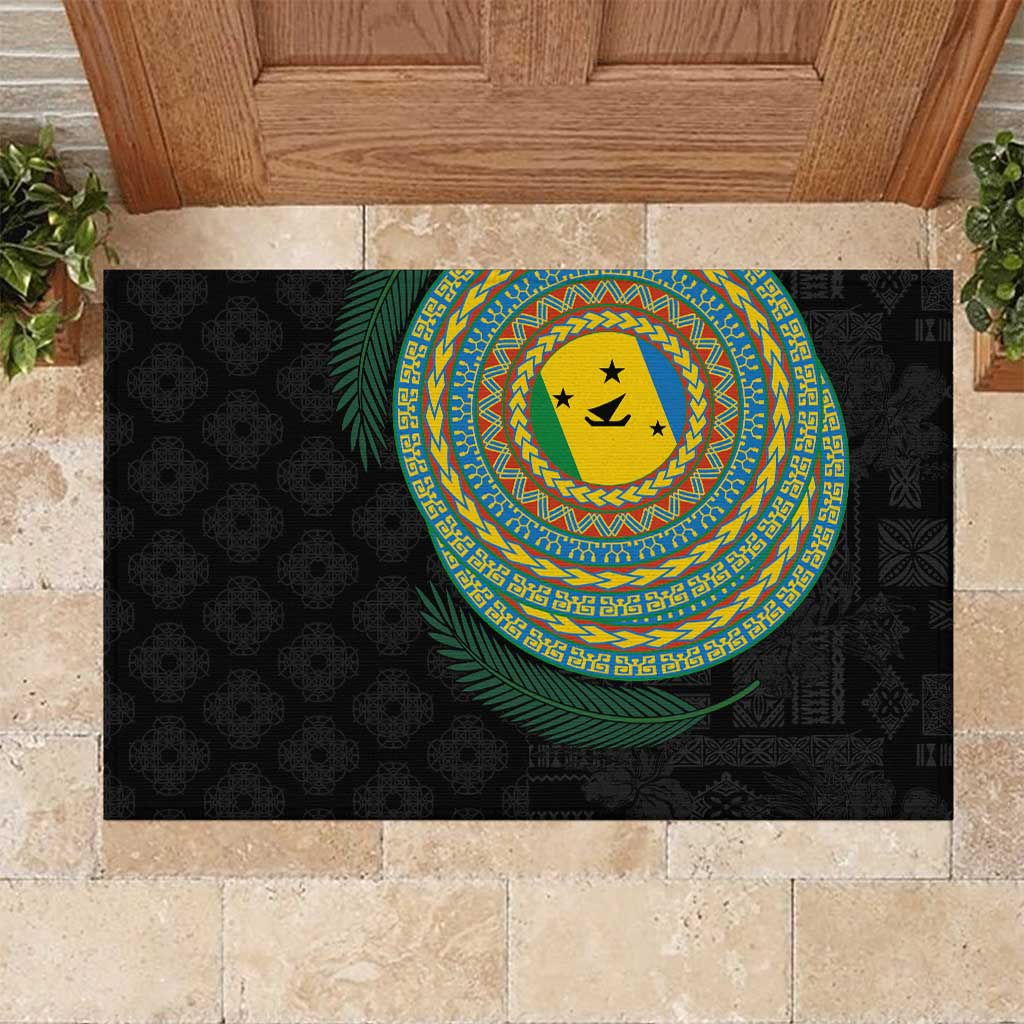 Malampa Tribal Tattoo with Namele Leaves Rubber Doormat LT03 Black - Polynesian Pride