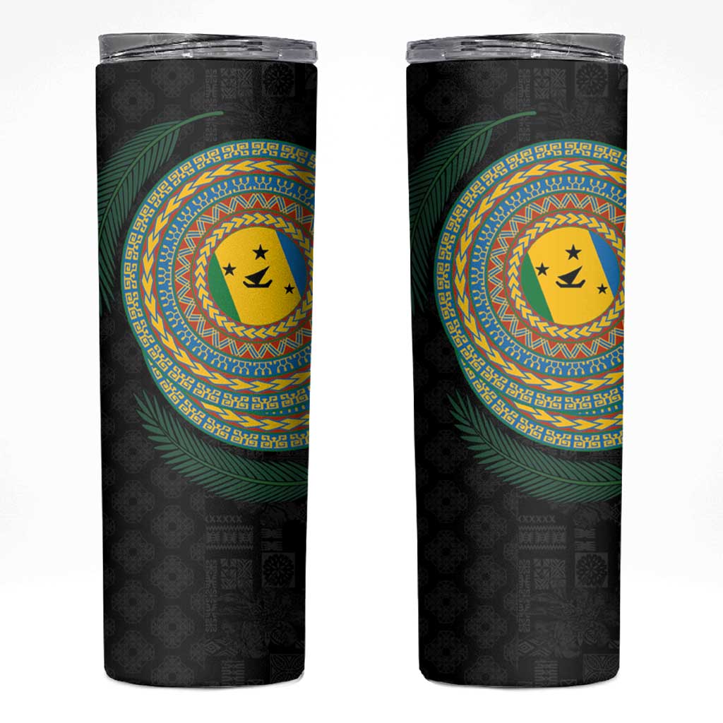 Malampa Tribal Tattoo with Namele Leaves Skinny Tumbler LT03 Black - Polynesian Pride