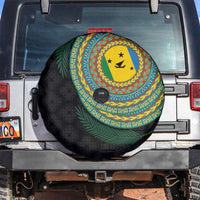 Malampa Tribal Tattoo with Namele Leaves Spare Tire Cover LT03 Black - Polynesian Pride