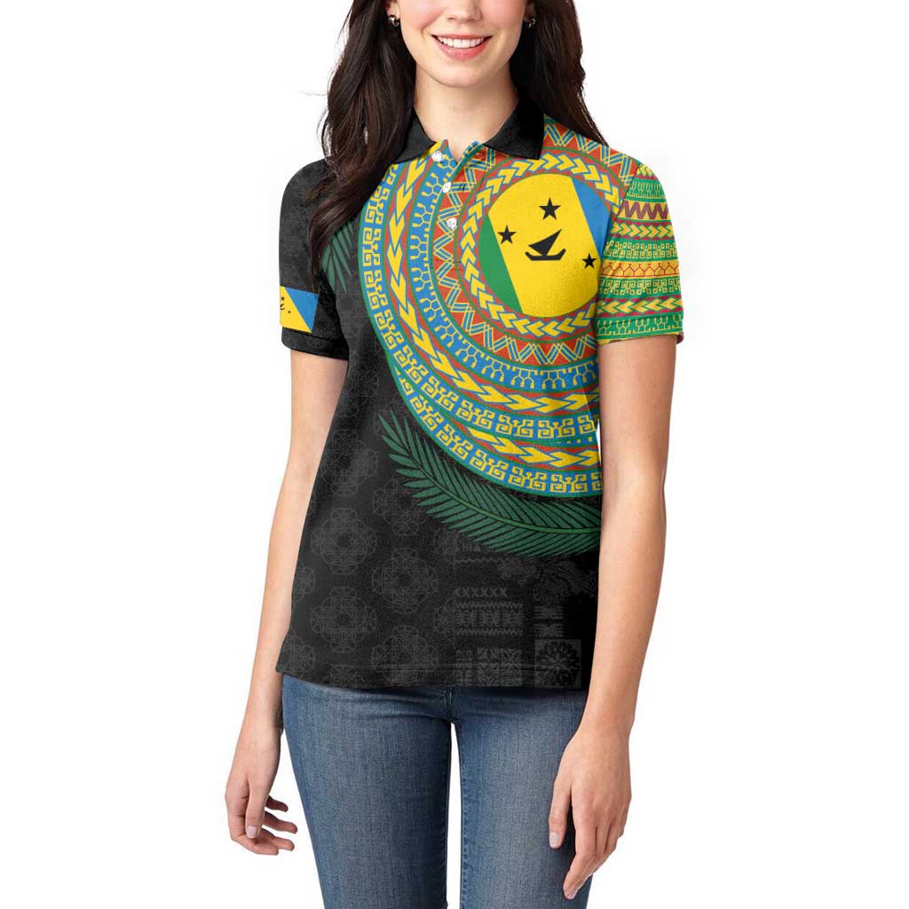 Malampa Tribal Tattoo with Namele Leaves Women Polo Shirt