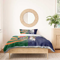Manuʻa Islands and American Samoa Together Bedding Set Rooster and Eagle Mascot National Map and Flag Style