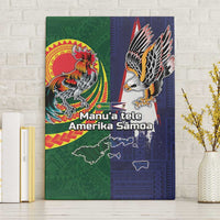 Manuʻa Islands and American Samoa Together Canvas Wall Art Rooster and Eagle Mascot National Map and Flag Style LT03 Without Frame Green - Polynesian Pride