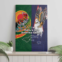 Manuʻa Islands and American Samoa Together Canvas Wall Art Rooster and Eagle Mascot National Map and Flag Style LT03 - Polynesian Pride