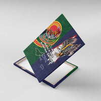 Manuʻa Islands and American Samoa Together Canvas Wall Art Rooster and Eagle Mascot National Map and Flag Style LT03 With Frame Green - Polynesian Pride