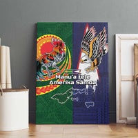 Manuʻa Islands and American Samoa Together Canvas Wall Art Rooster and Eagle Mascot National Map and Flag Style LT03 - Polynesian Pride