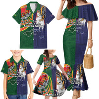 Manuʻa Islands and American Samoa Together Family Matching Mermaid Dress and Hawaiian Shirt Rooster and Eagle Mascot National Map and Flag Style LT03 - Polynesian Pride