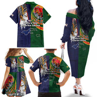 Manuʻa Islands and American Samoa Together Family Matching Off The Shoulder Long Sleeve Dress and Hawaiian Shirt Rooster and Eagle Mascot National Map and Flag Style LT03 - Polynesian Pride