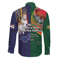 Manuʻa Islands and American Samoa Together Family Matching Off Shoulder Short Dress and Hawaiian Shirt Rooster and Eagle Mascot National Map and Flag Style LT03 - Polynesian Pride