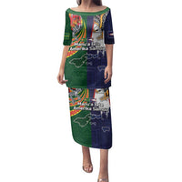 Manuʻa Islands and American Samoa Together Family Matching Puletasi and Hawaiian Shirt Rooster and Eagle Mascot National Map and Flag Style LT03 Mom's Dress Green - Polynesian Pride