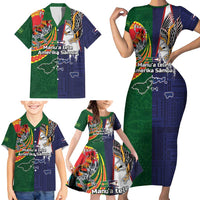 Manuʻa Islands and American Samoa Together Family Matching Short Sleeve Bodycon Dress and Hawaiian Shirt Rooster and Eagle Mascot National Map and Flag Style LT03 - Polynesian Pride