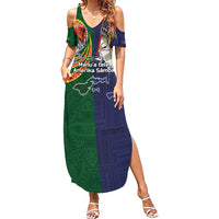 Manuʻa Islands and American Samoa Together Family Matching Summer Maxi Dress and Hawaiian Shirt Rooster and Eagle Mascot National Map and Flag Style LT03 Mom's Dress Green - Polynesian Pride