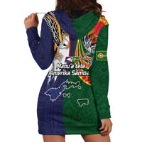 Manuʻa Islands and American Samoa Together Hoodie Dress Rooster and Eagle Mascot National Map and Flag Style LT03 - Polynesian Pride