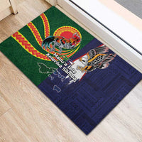 Manuʻa Islands and American Samoa Together Rubber Doormat Rooster and Eagle Mascot National Map and Flag Style LT03 - Polynesian Pride