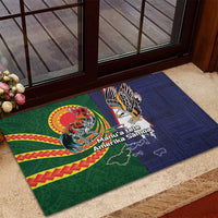Manuʻa Islands and American Samoa Together Rubber Doormat Rooster and Eagle Mascot National Map and Flag Style LT03 - Polynesian Pride