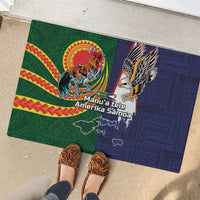 Manuʻa Islands and American Samoa Together Rubber Doormat Rooster and Eagle Mascot National Map and Flag Style LT03 - Polynesian Pride