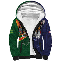 Manuʻa Islands and American Samoa Together Sherpa Hoodie Rooster and Eagle Mascot National Map and Flag Style LT03 Unisex Green - Polynesian Pride