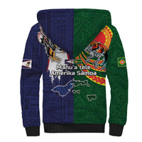 Manuʻa Islands and American Samoa Together Sherpa Hoodie Rooster and Eagle Mascot National Map and Flag Style LT03 - Polynesian Pride