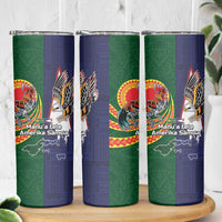 Manuʻa Islands and American Samoa Together Skinny Tumbler Rooster and Eagle Mascot National Map and Flag Style LT03 - Polynesian Pride