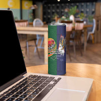 Manuʻa Islands and American Samoa Together Skinny Tumbler Rooster and Eagle Mascot National Map and Flag Style LT03 - Polynesian Pride