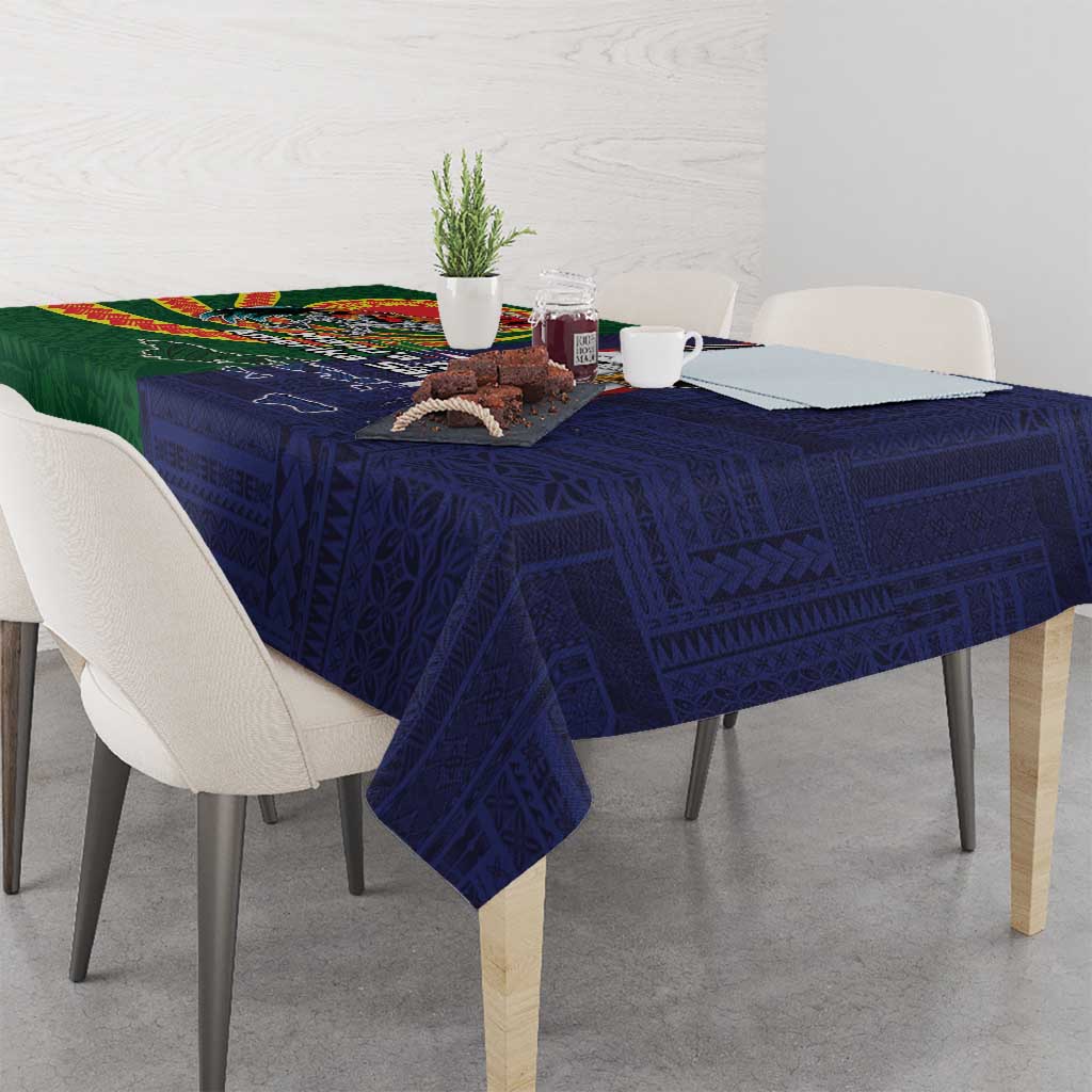 Manuʻa Islands and American Samoa Together Tablecloth Rooster and Eagle Mascot National Map and Flag Style