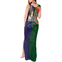 Manuʻa Islands and American Samoa Together Tank Maxi Dress Rooster and Eagle Mascot National Map and Flag Style