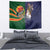 Manuʻa Islands and American Samoa Together Tapestry Rooster and Eagle Mascot National Map and Flag Style