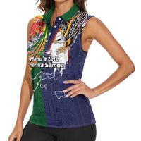 Manuʻa Islands and American Samoa Together Women Sleeveless Polo Shirt Rooster and Eagle Mascot National Map and Flag Style LT03 - Polynesian Pride