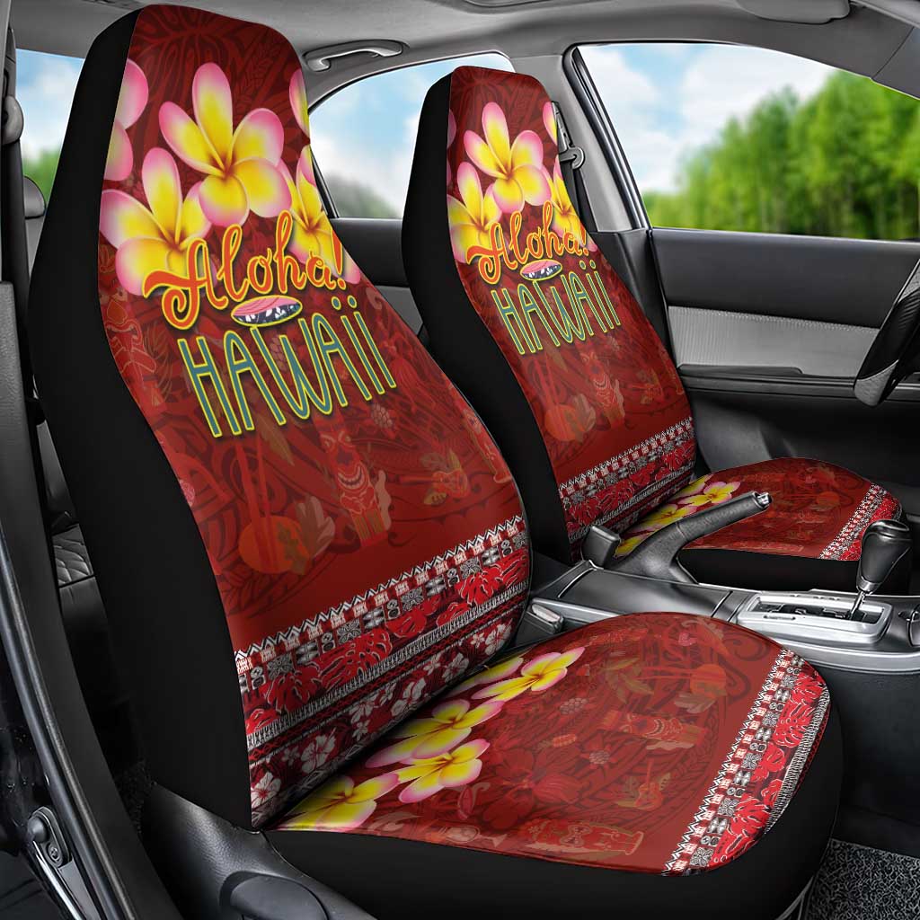 Aloha Plumeria Flowers Car Seat Cover With Hawaiian Style Tapa Tribal LT03 - Polynesian Pride