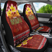 Aloha Plumeria Flowers Car Seat Cover With Hawaiian Style Tapa Tribal LT03 - Polynesian Pride