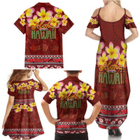 Aloha Plumeria Flowers Family Matching Summer Maxi Dress and Hawaiian Shirt With Hawaiian Style Tapa Tribal