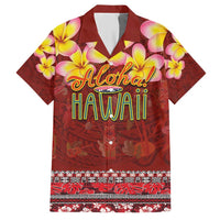 Aloha Plumeria Flowers Hawaiian Shirt With Hawaiian Style Tapa Tribal LT03 Red - Polynesian Pride