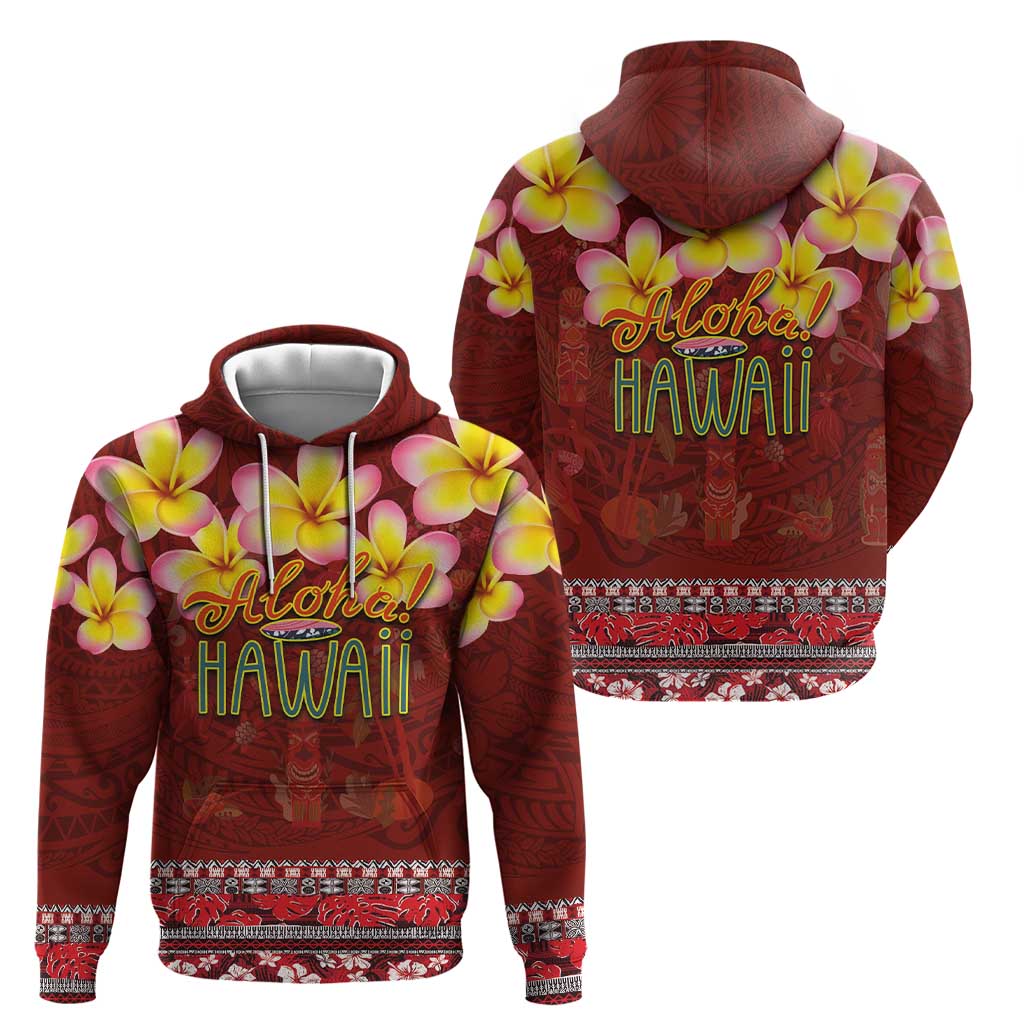 Aloha Plumeria Flowers Hoodie With Hawaiian Style Tapa Tribal LT03 - Polynesian Pride