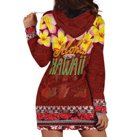 Aloha Plumeria Flowers Hoodie Dress With Hawaiian Style Tapa Tribal LT03 - Polynesian Pride