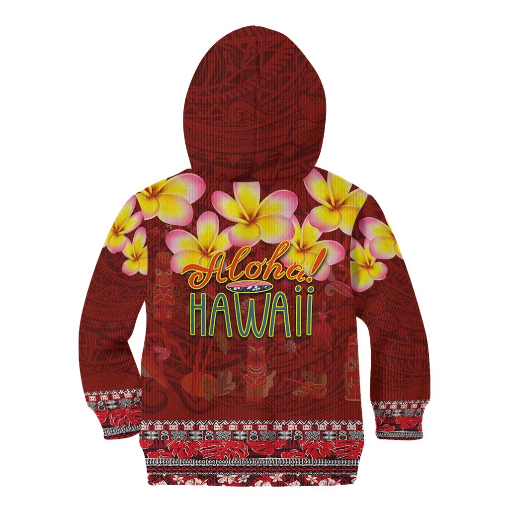 Aloha Plumeria Flowers Kid Hoodie With Hawaiian Style Tapa Tribal LT03 - Polynesian Pride