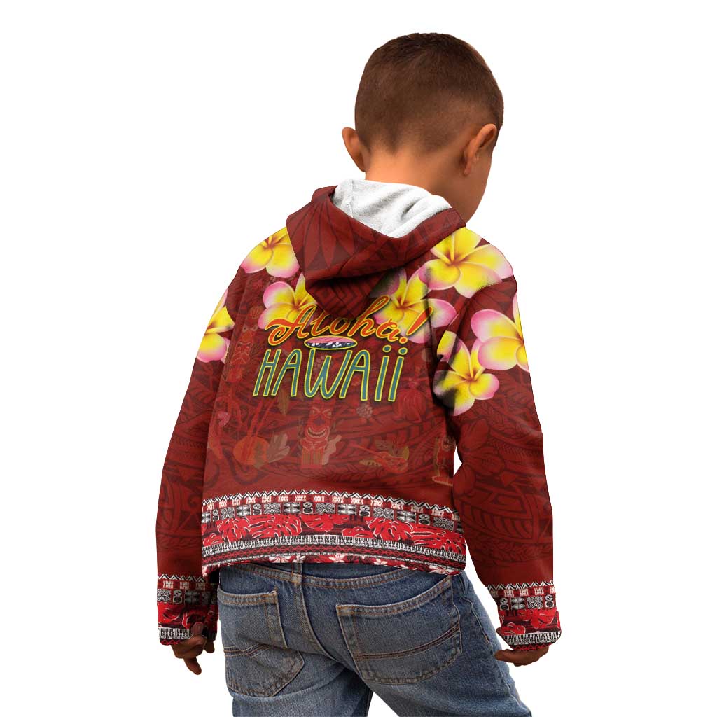 Aloha Plumeria Flowers Kid Hoodie With Hawaiian Style Tapa Tribal LT03 - Polynesian Pride