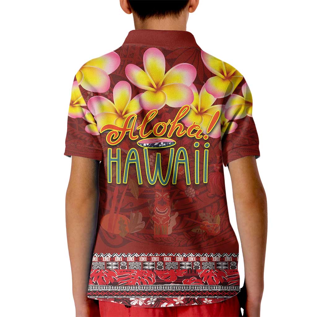 Aloha Plumeria Flowers Kid Polo Shirt With Hawaiian Style Tapa Tribal LT03 - Polynesian Pride