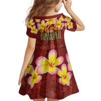 Aloha Plumeria Flowers Kid Short Sleeve Dress With Hawaiian Style Tapa Tribal LT03 - Polynesian Pride