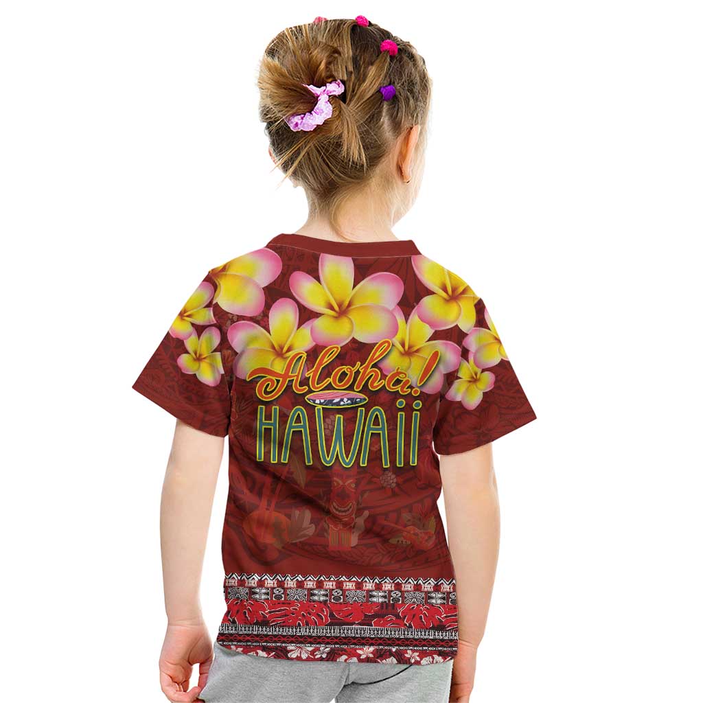 Aloha Plumeria Flowers Kid T Shirt With Hawaiian Style Tapa Tribal LT03 - Polynesian Pride