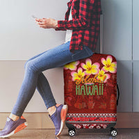 Aloha Plumeria Flowers Luggage Cover With Hawaiian Style Tapa Tribal LT03 - Polynesian Pride
