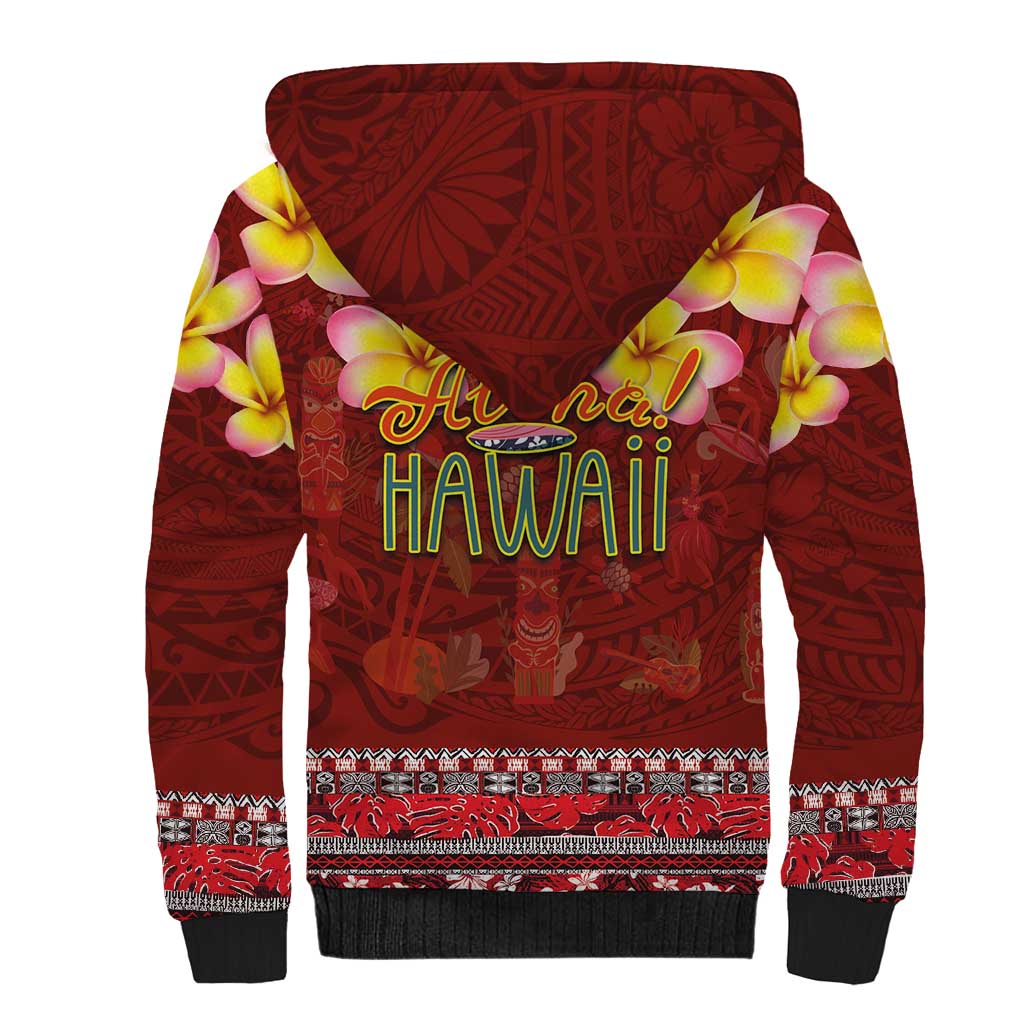 Aloha Plumeria Flowers Sherpa Hoodie With Hawaiian Style Tapa Tribal LT03 - Polynesian Pride