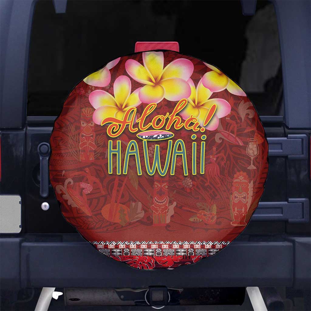 Aloha Plumeria Flowers Spare Tire Cover With Hawaiian Style Tapa Tribal LT03 - Polynesian Pride