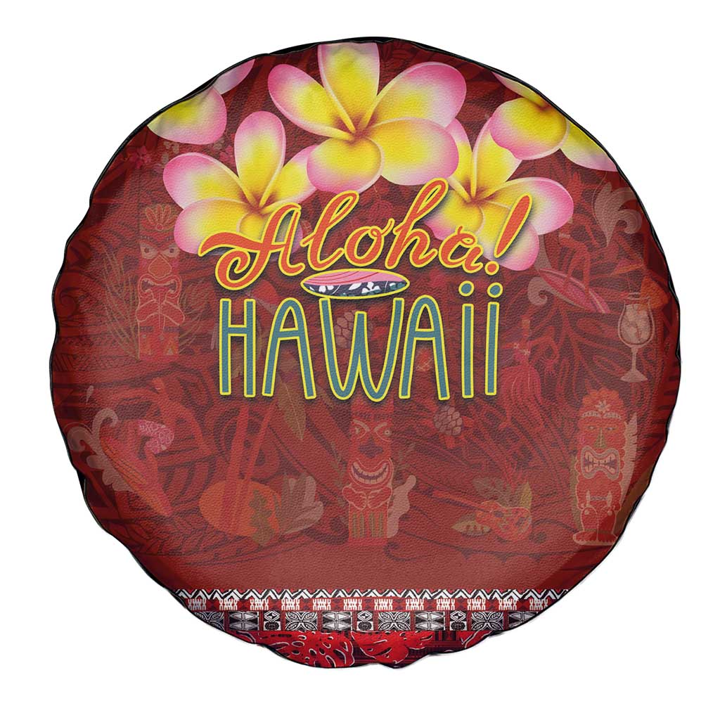 Aloha Plumeria Flowers Spare Tire Cover With Hawaiian Style Tapa Tribal LT03 - Polynesian Pride
