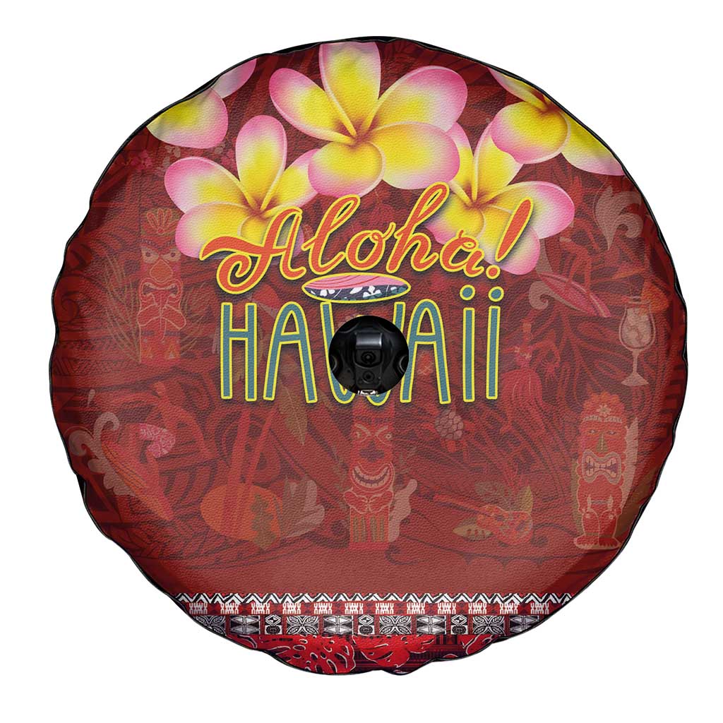 Aloha Plumeria Flowers Spare Tire Cover With Hawaiian Style Tapa Tribal LT03 - Polynesian Pride