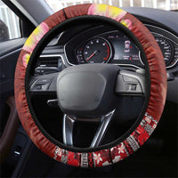 Aloha Plumeria Flowers Steering Wheel Cover With Hawaiian Style Tapa Tribal LT03 - Polynesian Pride