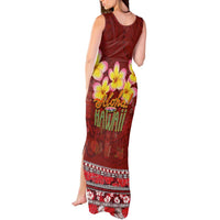 Aloha Plumeria Flowers Tank Maxi Dress With Hawaiian Style Tapa Tribal LT03 - Polynesian Pride
